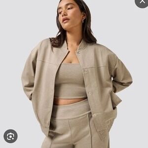 TravisMathew Friday Ponte Bomber Jacket Heather Portabella Women's Size S NEW